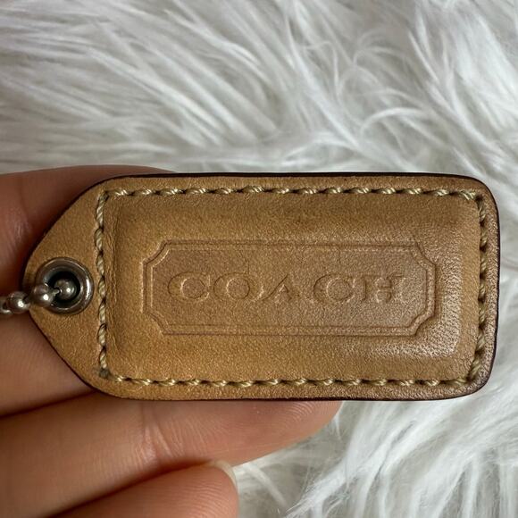 1.5" y2k COACH Vintage Tan  Fob Bag Charm Hang tag Hangtag - Picture 1 of 2